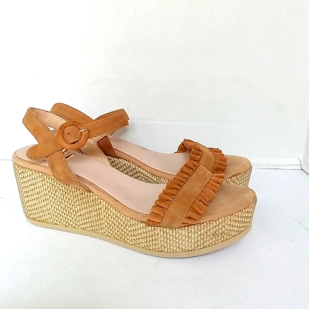Wedge Sandals Platform Espadrille‎ Ruffle Ankle Strap Shoes